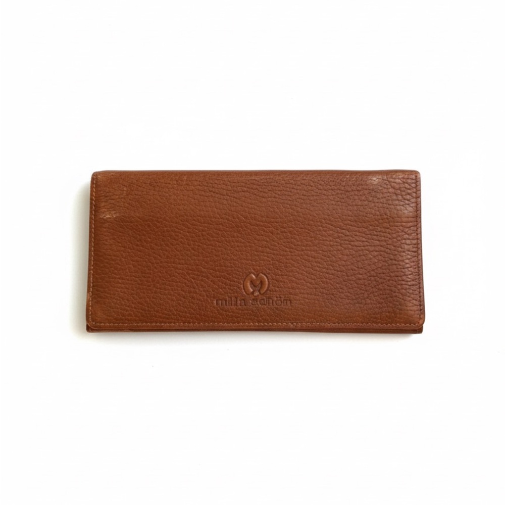 Mila Schon Tan Leather Bi-fold Card Wallet